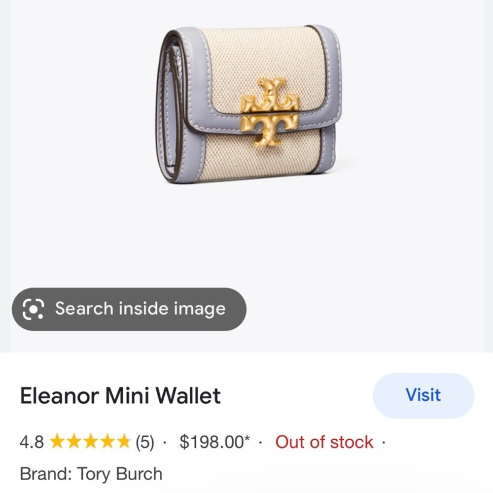 Tory Burch Eleanor Mini Wallet in Cream and Gray